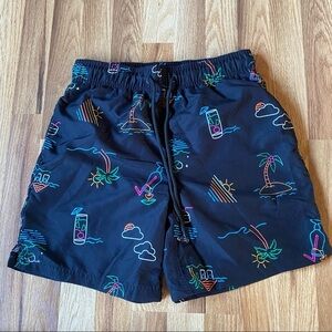 Jake Austin Black Cocktail Theme Swim Trunks New sz Small